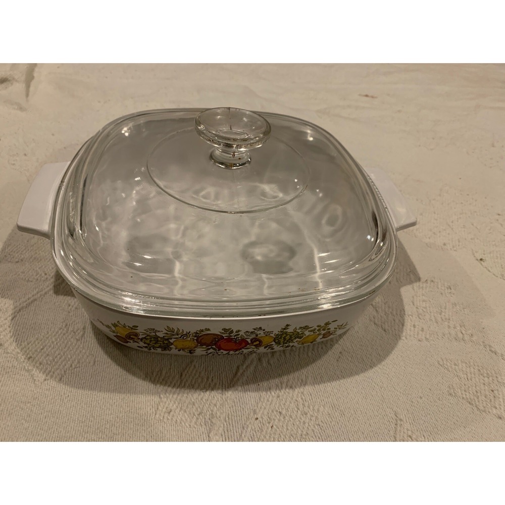 corning Ware A-8-B Casserole Dish with Lid 8 x 8 x 1 3/4 Spice of Life